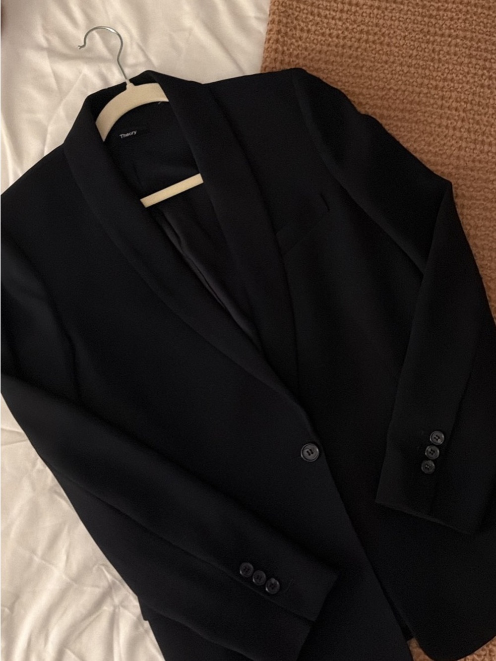 Theory Black Shawl-Collar Single-Button Blazer